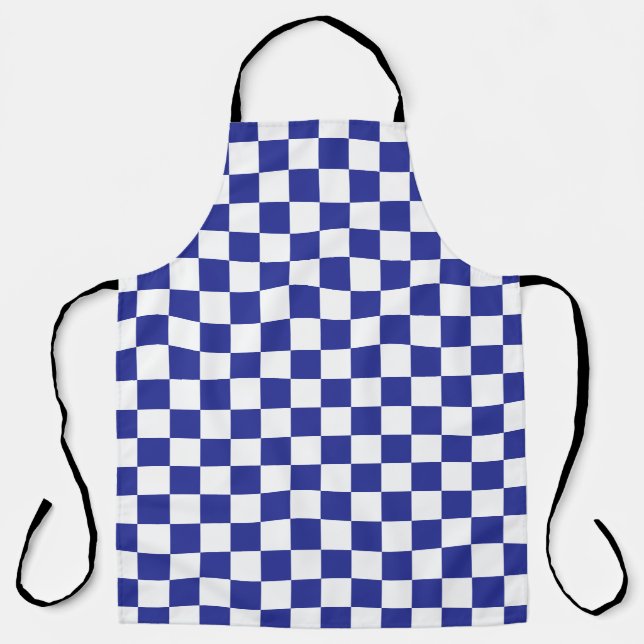 Chequered Blue and White  Apron (Front)