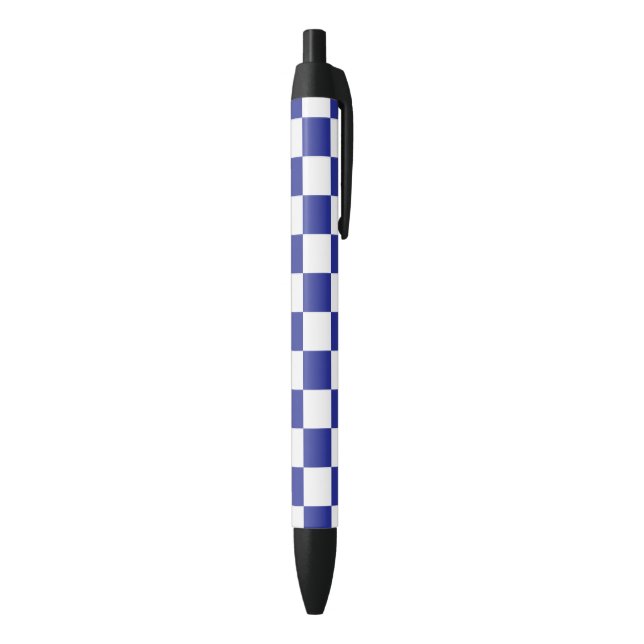 Chequered Blue and White  Black Ink Pen (Bottom (Vertical))