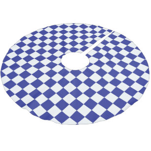 Chequered Blue and White Brushed Polyester Tree Skirt