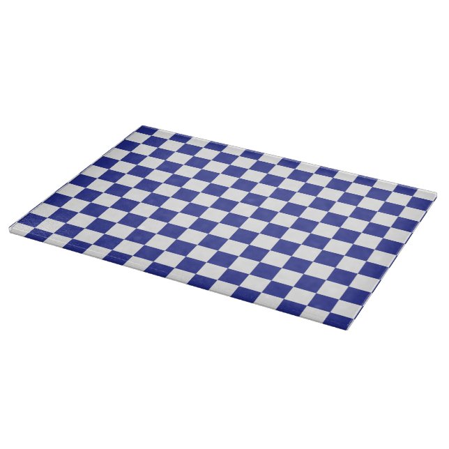 Chequered Blue and White Cutting Board (Corner)