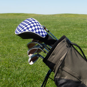 Chequered Blue and White Golf Head Cover