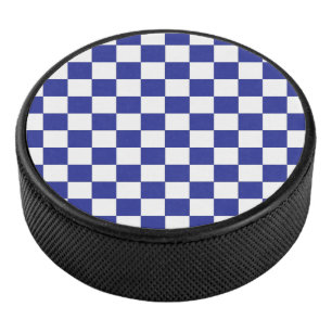 Chequered Blue and White Hockey Puck