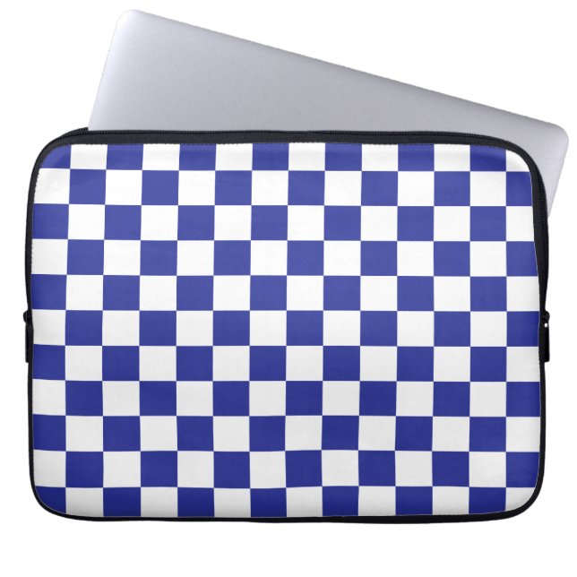 Chequered Blue and White Laptop Sleeve (Front)