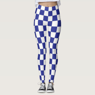 Chequered Blue and White Leggings