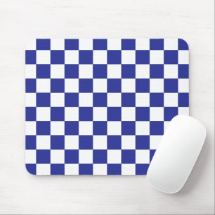 Chequered Blue and White  Mouse Pad
