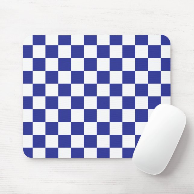 Chequered Blue and White  Mouse Pad (With Mouse)