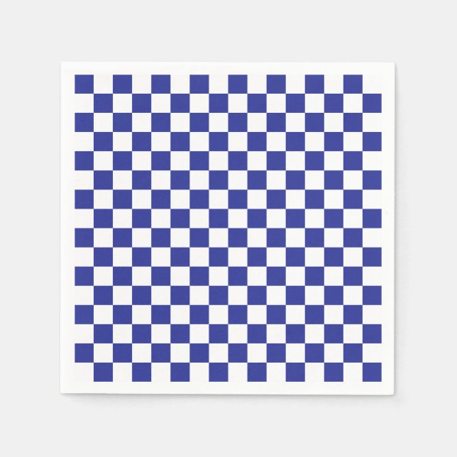 Chequered Blue and White  Napkin (Front)