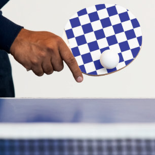 Chequered Blue and White  Ping Pong Paddle