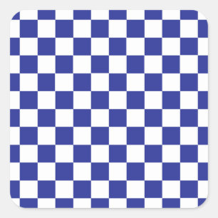 Chequered Blue and White Square Sticker