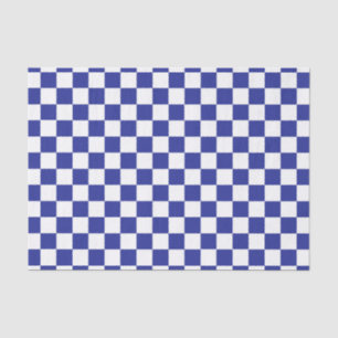 Chequered Blue and White Tissue Paper