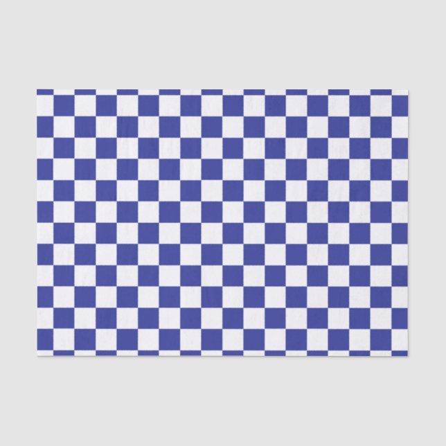 Chequered Blue and White Tissue Paper (Front)