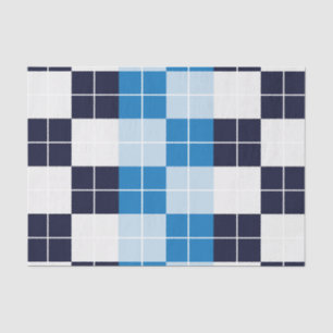 Chequered Blue Chequered Plaid Pattern Tissue Paper