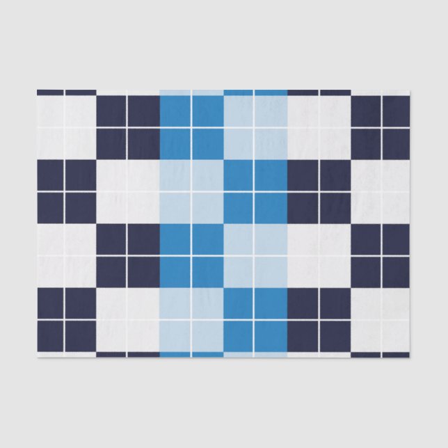 Chequered Blue Chequered Plaid Pattern Tissue Paper (Front)