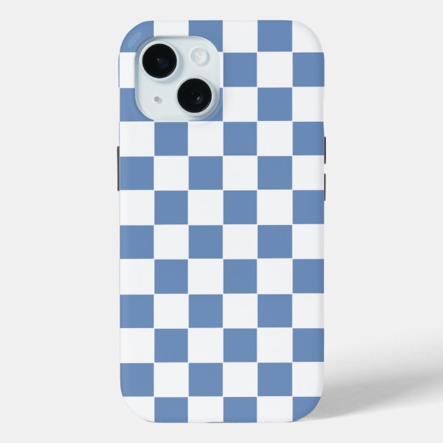 Chequered Blue/Grey and White Case-Mate iPhone Case (Back)