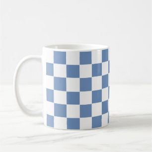 Chequered Blue/Grey and White Coffee Mug