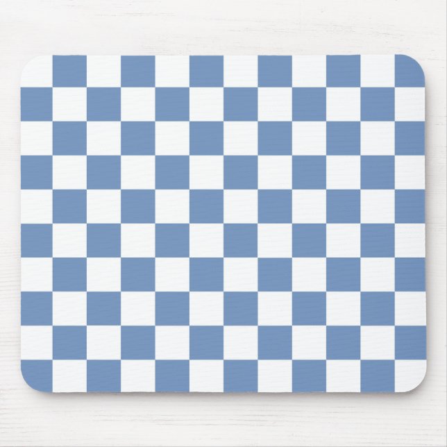 Chequered Blue/Grey and White Mouse Pad (Front)