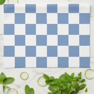 Chequered Blue/Grey and White Tea Towel