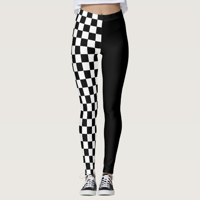 Chequered Board Colour Block Leggings (Front)