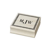 Chequered Board Frame Monogram Rubber Stamp