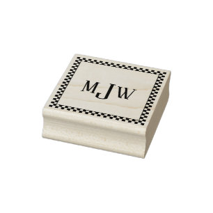 Chequered Board Frame Monogram Rubber Stamp
