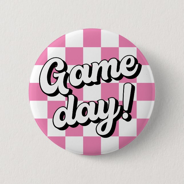 Chequered Board Game Day College Sorority Button (Front)