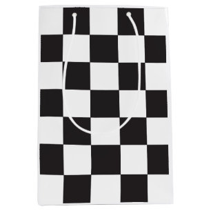 Chequered Board Pattern Black and White Abstract Medium Gift Bag