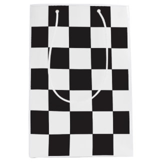 Chequered Board Pattern Black and White Abstract Medium Gift Bag