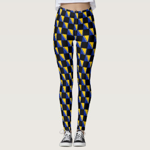 Chequered Bosnia and Herzegovina Flag Pattern Leggings