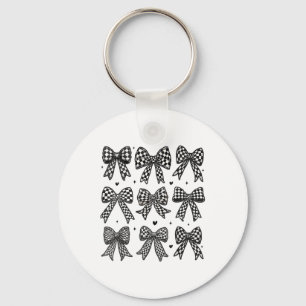 Chequered Bow Flag Race Car Racing Women Cute Coqu Key Ring