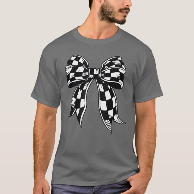 Chequered Bow Tie Flag Automobile Motor Race Racin T-Shirt (Front)