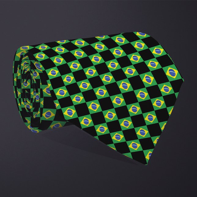 Chequered Brazil Flag Pattern  Tie (Creator Uploaded)