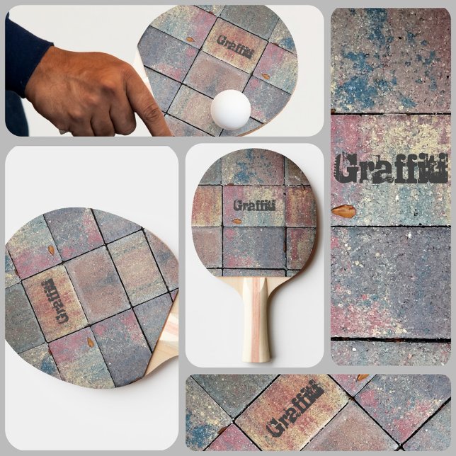Chequered Brick Urban Grunge Personalised Ping Pong Paddle (Creator Uploaded)