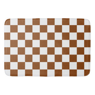 Chequered Brown and White Bath Mat