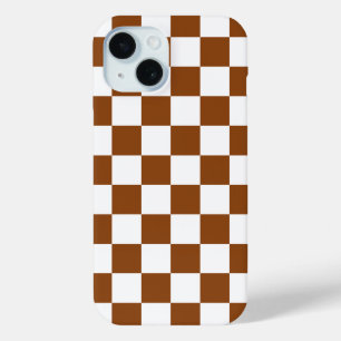 Chequered Brown and White iPhone 15 Case