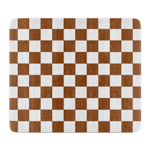 Chequered Brown and White Cutting Board