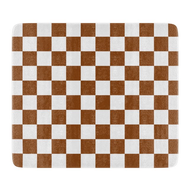Chequered Brown and White  Cutting Board (Front)