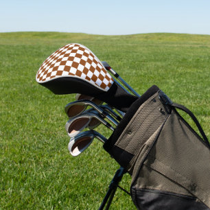 Chequered Brown and White Golf Head Cover