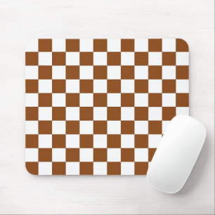 Chequered Brown and White  Mouse Pad