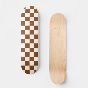 Chequered Brown and White Skateboard