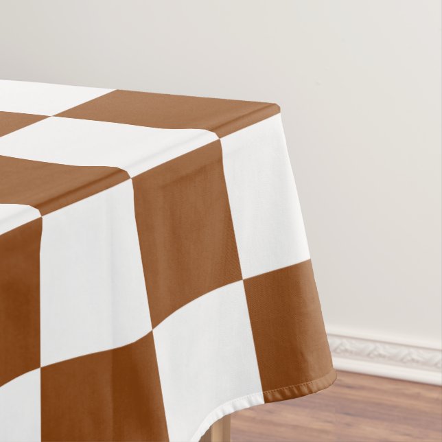 Chequered Brown and White  Tablecloth (In Situ)