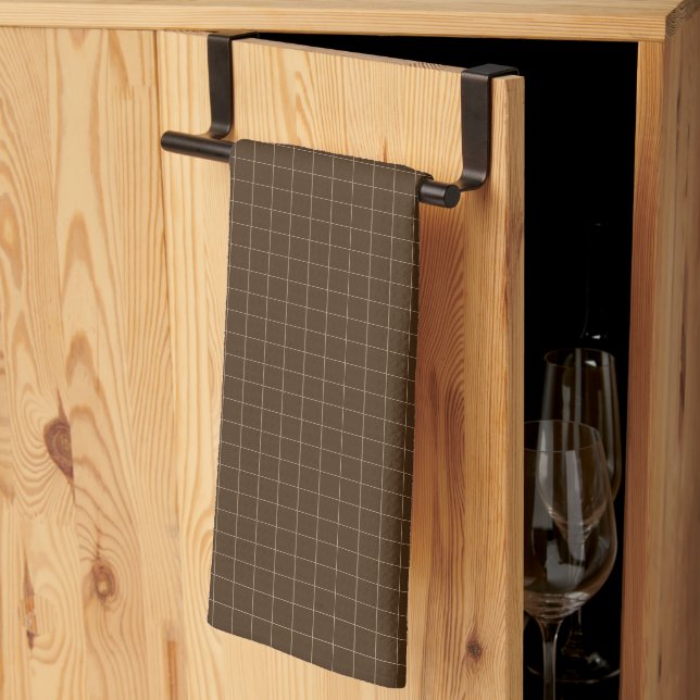 Chequered Brown Cotton  Tea Towel (Thirds Fold)