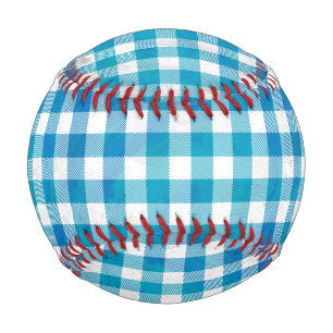 Chequered Buffalo Plaid Blue and White Baseball