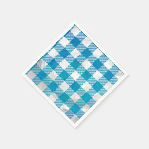 Chequered Buffalo Plaid Blue and White Napkin