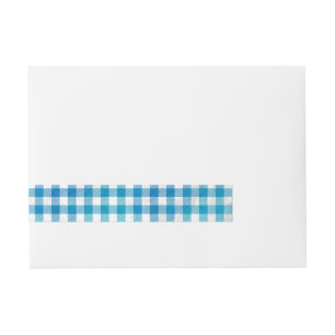 Chequered Buffalo Plaid Blue and White Wraparound Address Label