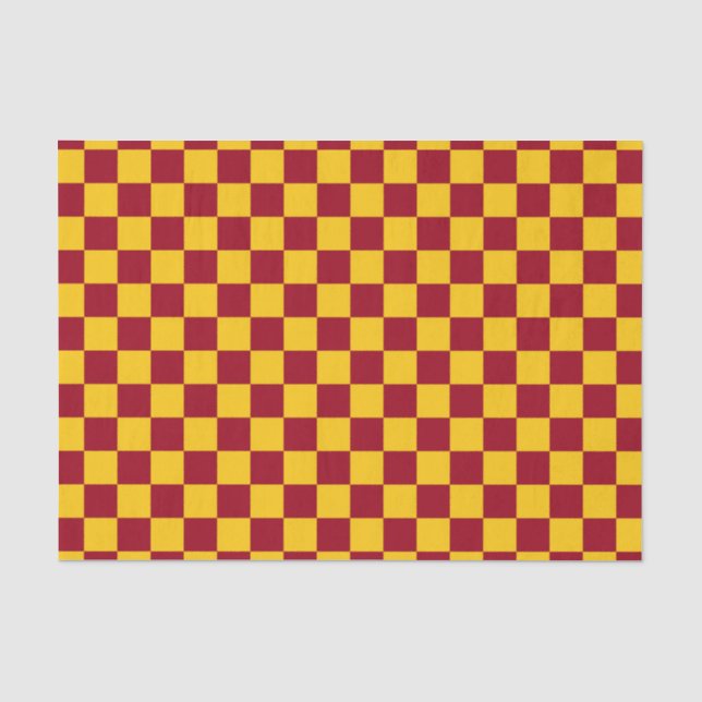Chequered Burgundy and Gold Tissue Paper (Front)