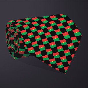 Chequered Burkina Faso Flag Pattern Tie