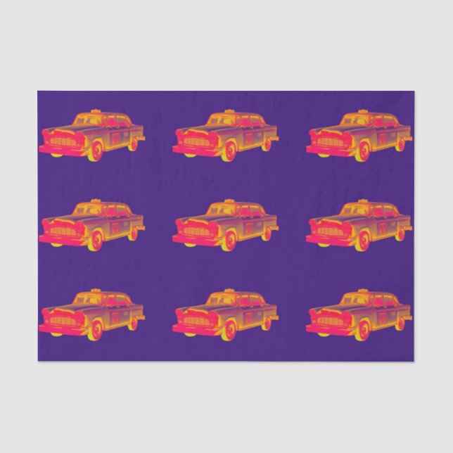 Chequered Cab Taxi Pop Art Tissue Paper (Front)