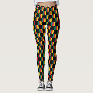 Chequered Cameroon Flag Pattern Leggings