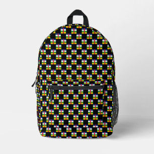 Chequered Central African Republic Flag Pattern Printed Backpack