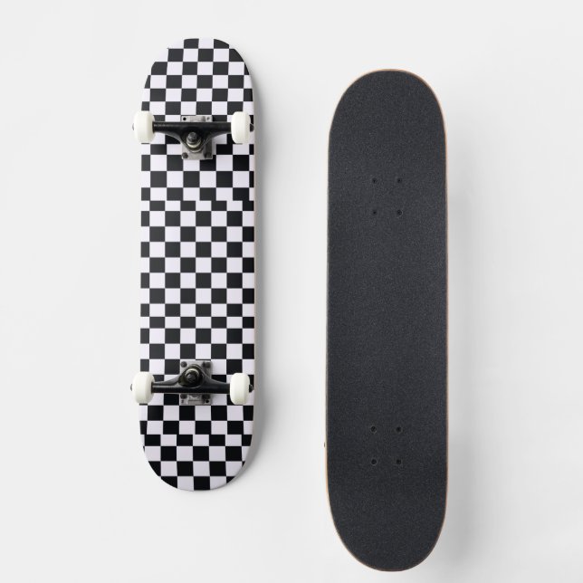 Chequered chess Black and White  Skateboard (Front)